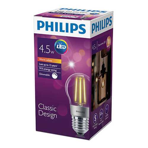 Лампа Philips LEDClassic 5-50 W P 45 E 27 WW CL APR в Аквафор